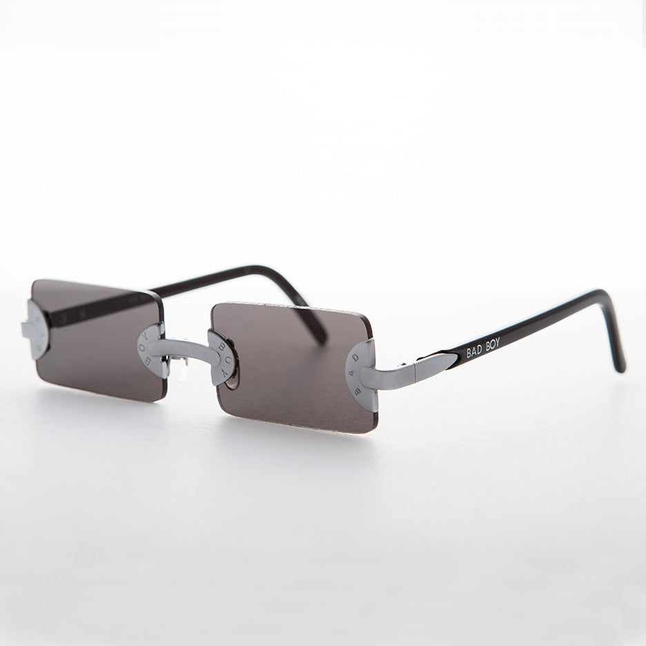 90s Vintage Rectangle Rimless Punk Goth Sunglass - Rebel 1