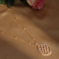 Designer Long Gold Chain With Kundan Jhallar Pendant