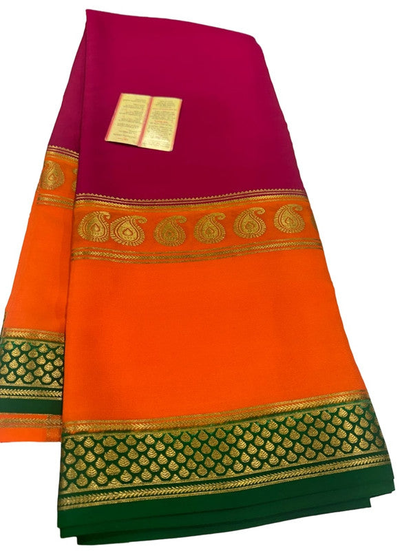120gm Pure Mysore Silk Saree With Bentex Border