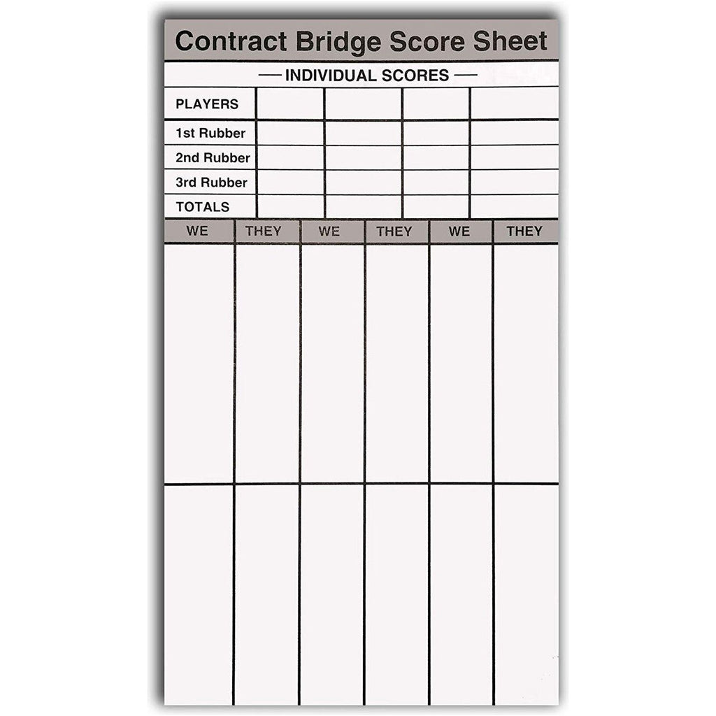 Rubber Bridge Score Pads - Pack of 6 Pads
