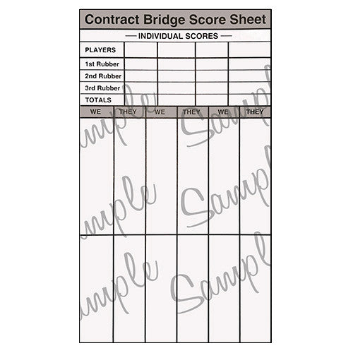 Rubber Bridge Score Pads - Pack of 6 Pads