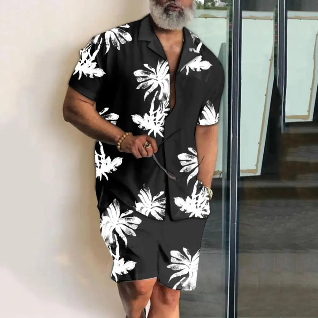 Men vacation two piece shorts set