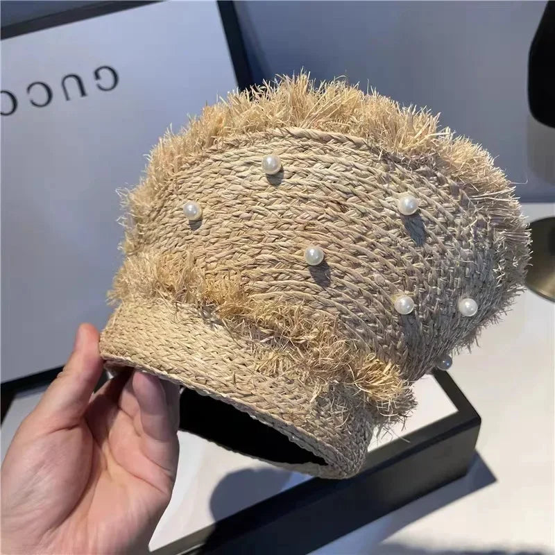 Summer Style Japanese Straw Fringe Visor hat