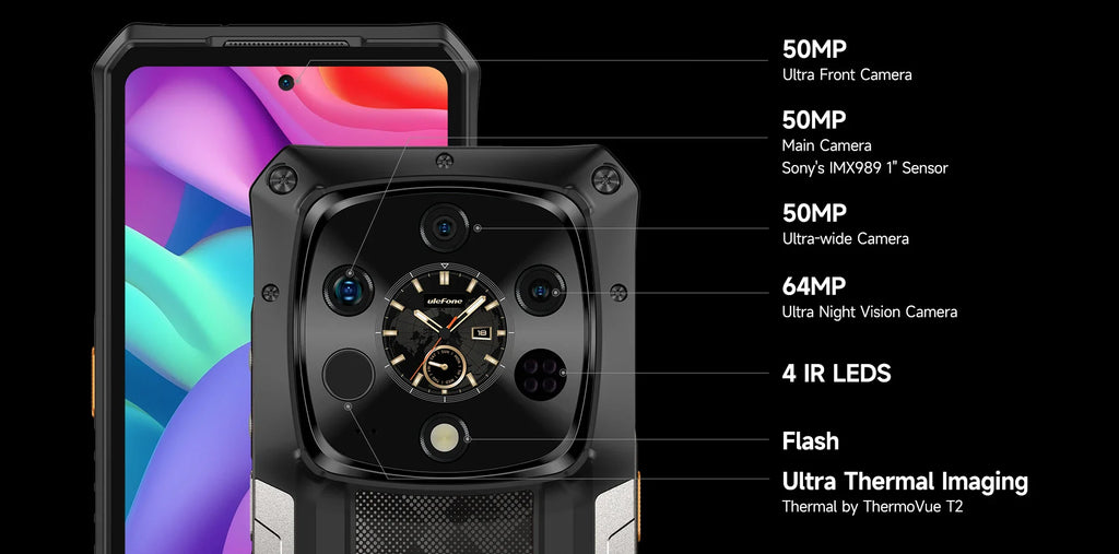 Ulefone Armor 28 Ultra 5G AI Thermal Imaging Rugged Phone Dimensity 9300+ 1TB ROM 32GB RAM Android Smartphone AMOLED Mobile