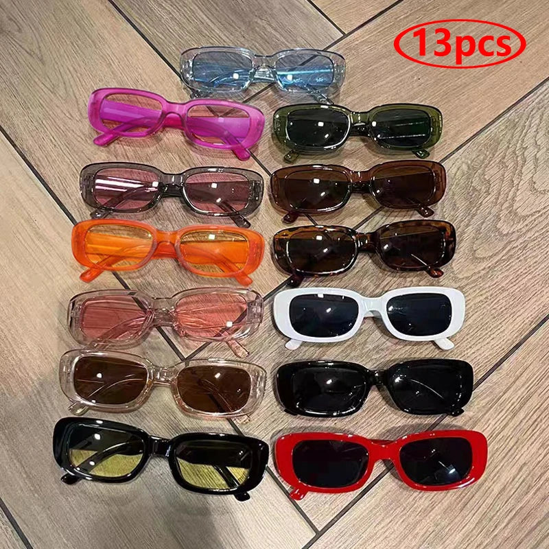 13pcs Small Square Retro Sunglasses