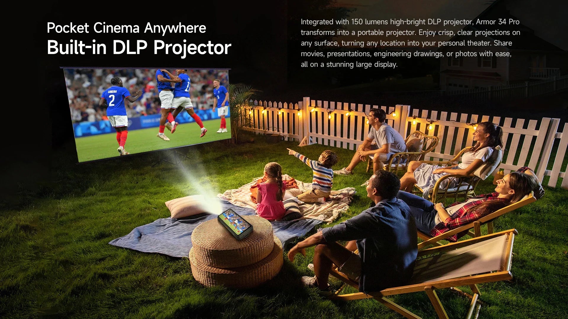 Ulefone Armor 34 Pro 5G AI Rugged Phone 25500mAh Up to 32GB+512GB Built-in Projector 120Hz 6.95" NFC Smartphone