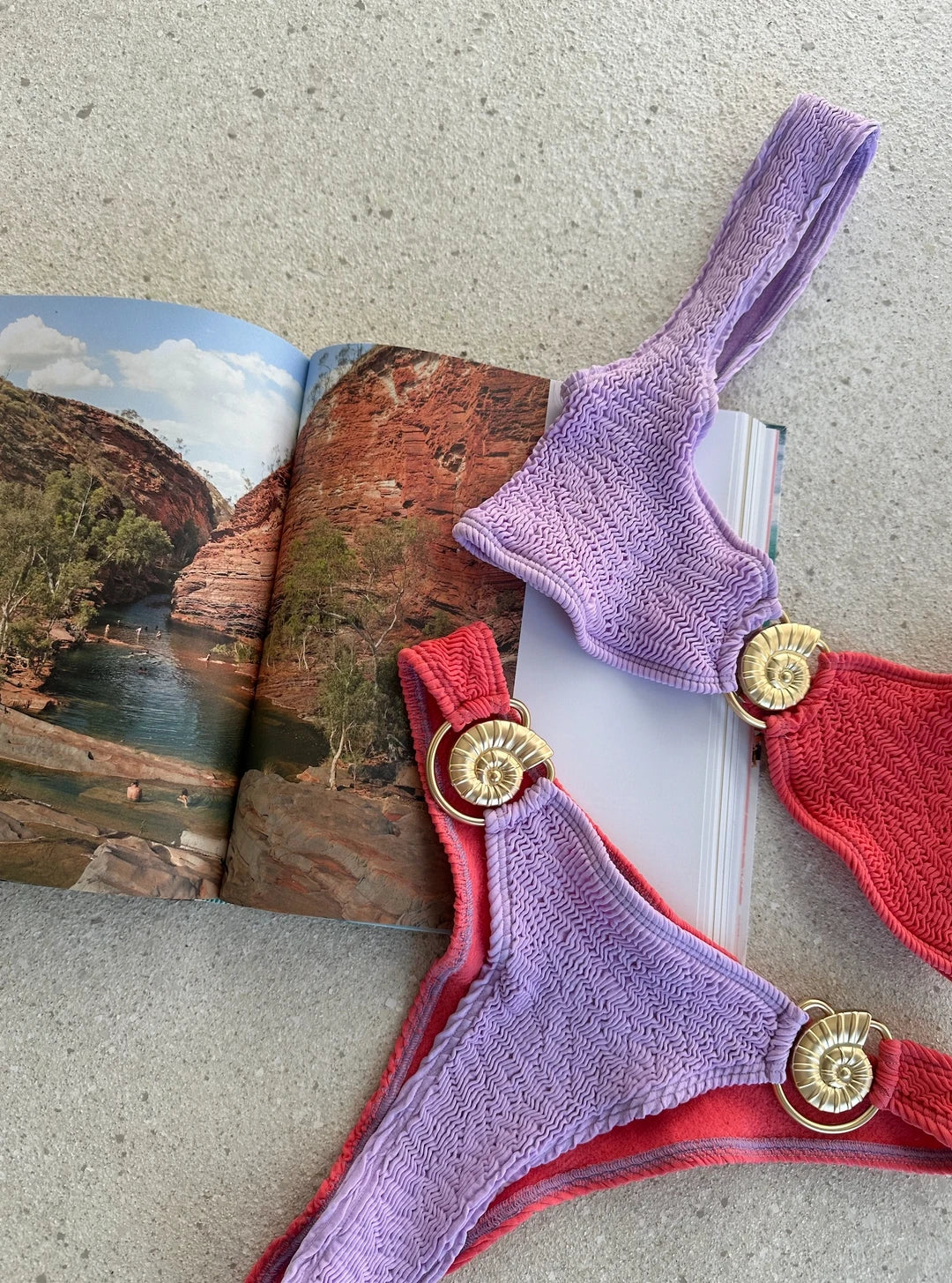 Coral shell two piece swimsuit