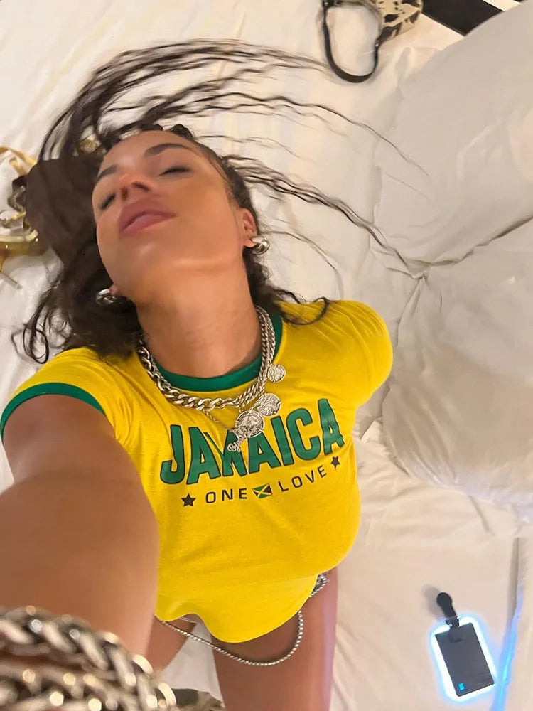 Jamaican swimwear crop top shirt