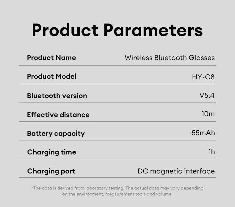 New Original HYUNDAI C8 Smart Glasses Headphones Wireless Bluetooth Sunglasses Outdoor Sport Earphones HD Mic Calling