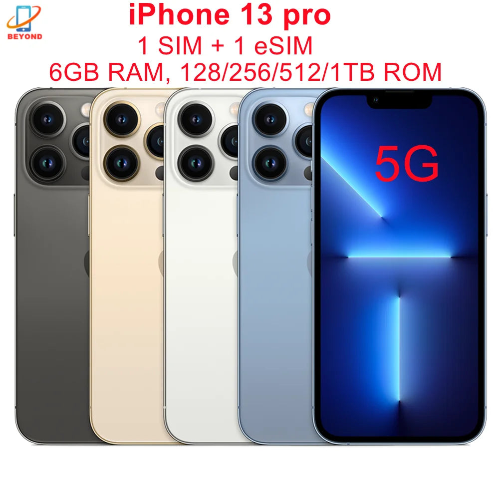(Refurbished) Apple iPhone 13 Pro 128/256/512GB/1TB ROM 6.1" Super Retina OLED RAM 6GB A15 IOS Face ID NFC 5G Smartphone 13pro