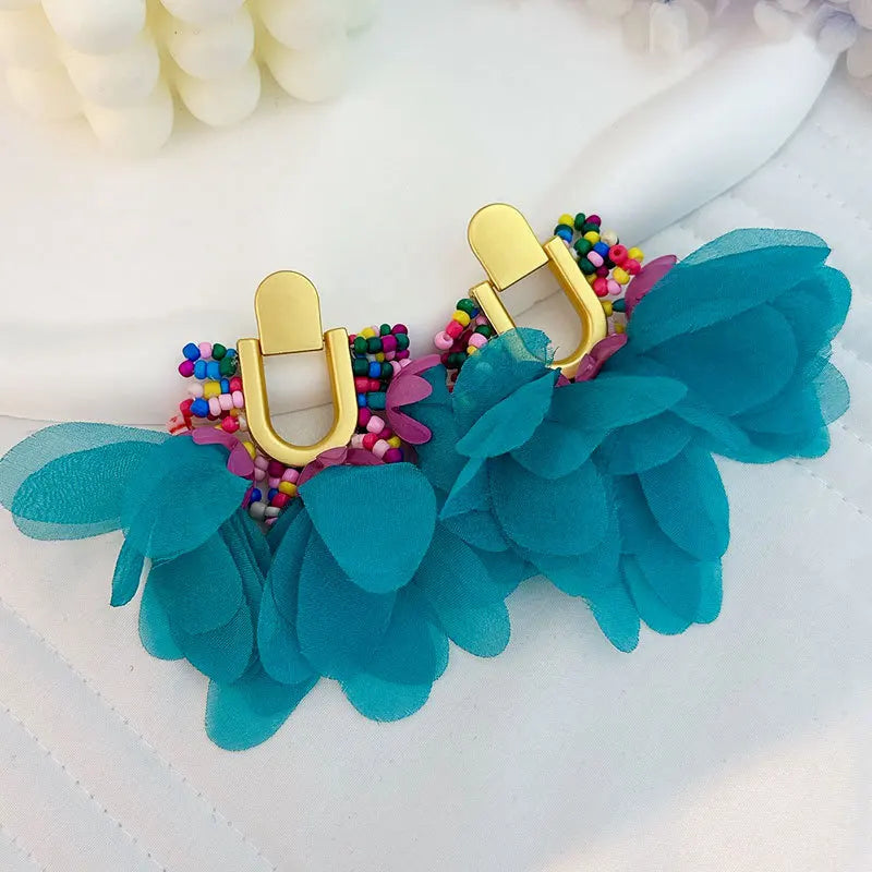 Handmade Cotton Long Tassel  Earrings