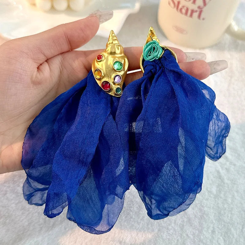 Handmade Cotton Long Tassel  Earrings