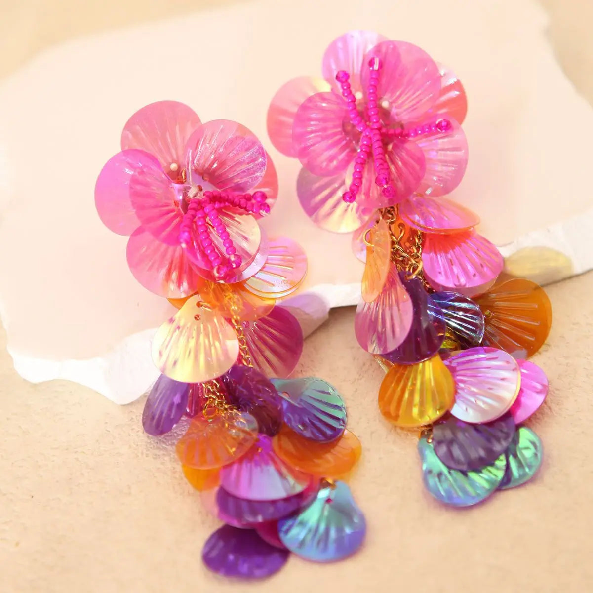 Colorful Shiny Large Shell Earrings