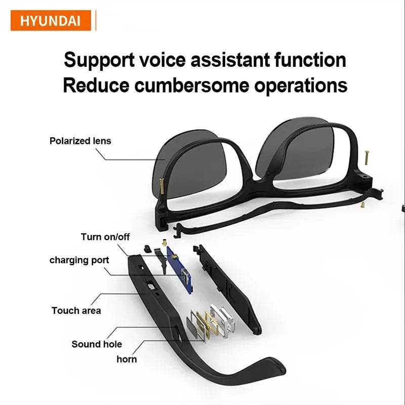 New Original HYUNDAI C8 Smart Glasses Headphones Wireless Bluetooth Sunglasses Outdoor Sport Earphones HD Mic Calling
