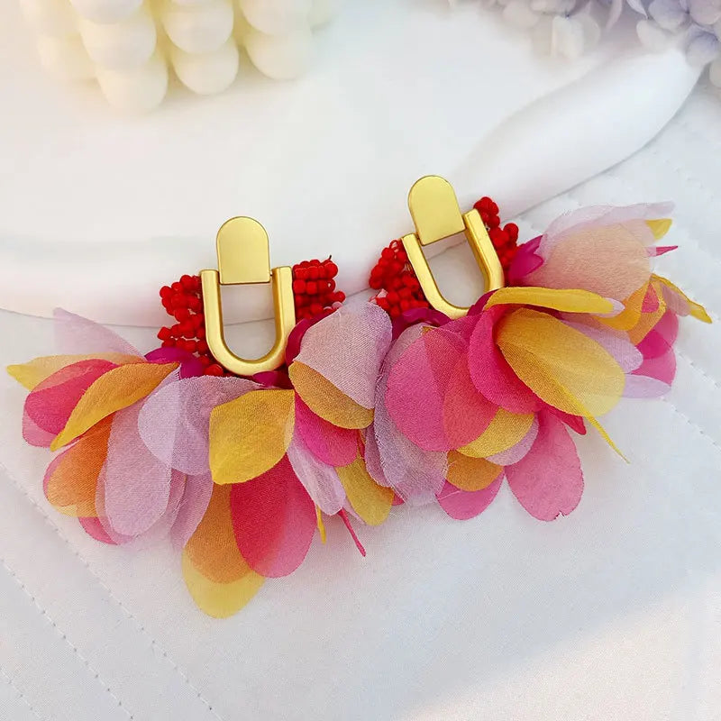 Handmade Cotton Long Tassel  Earrings