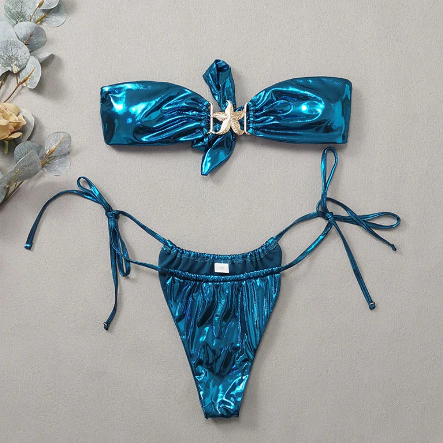Blue Glossy MerBae two piece swimsuit