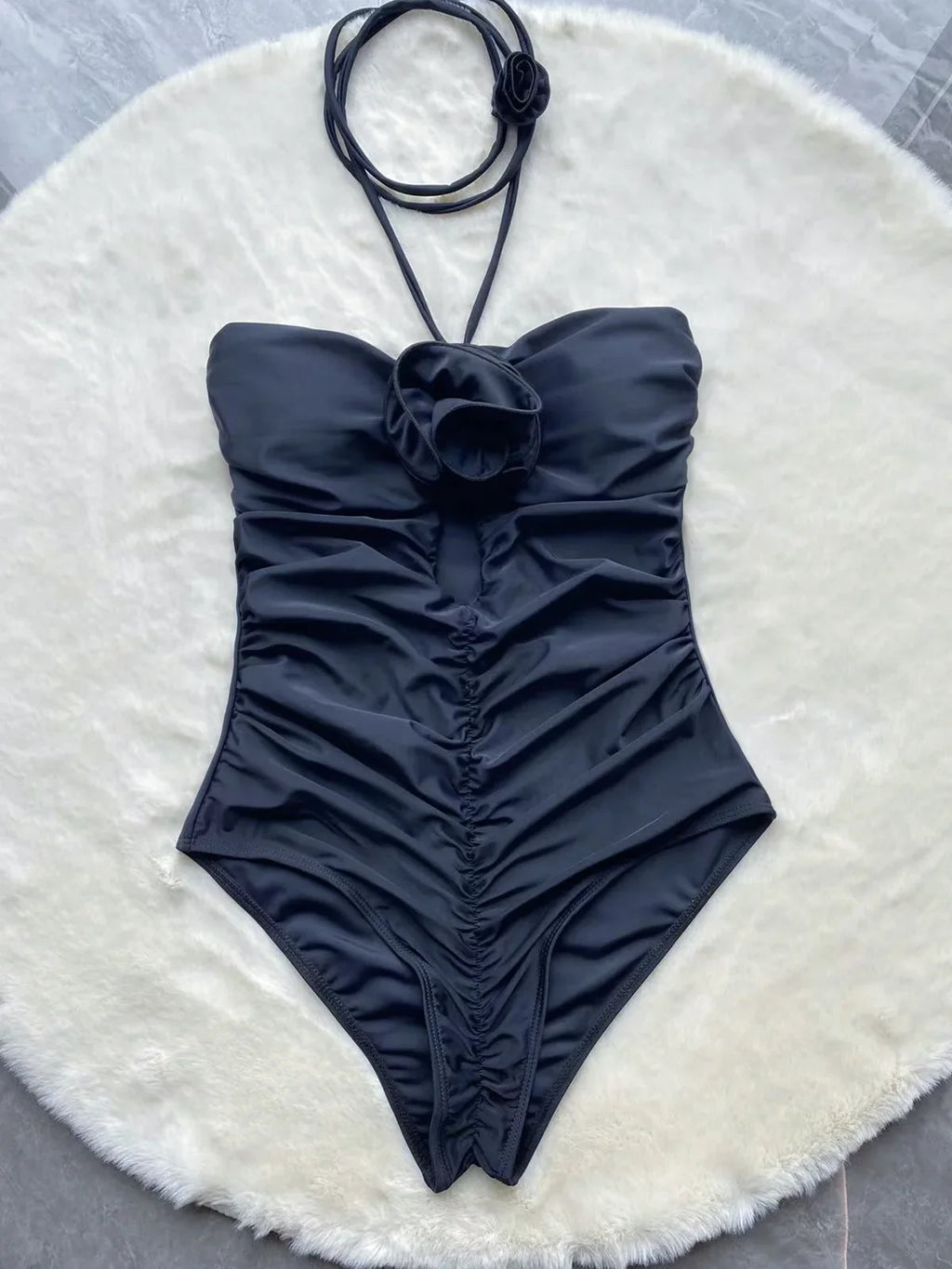 Black rose one piece swimsuit