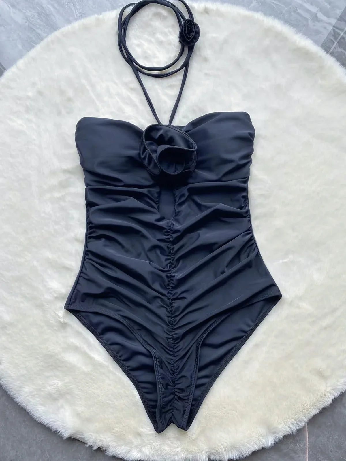 Black rose one piece swimsuit