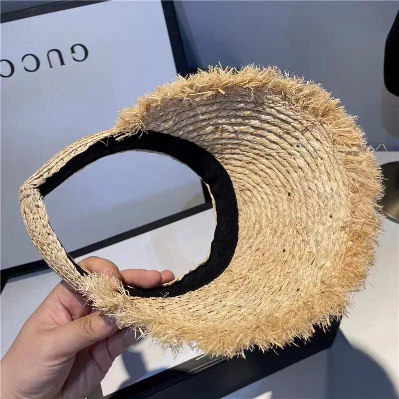 Summer Style Japanese Straw Fringe Visor hat