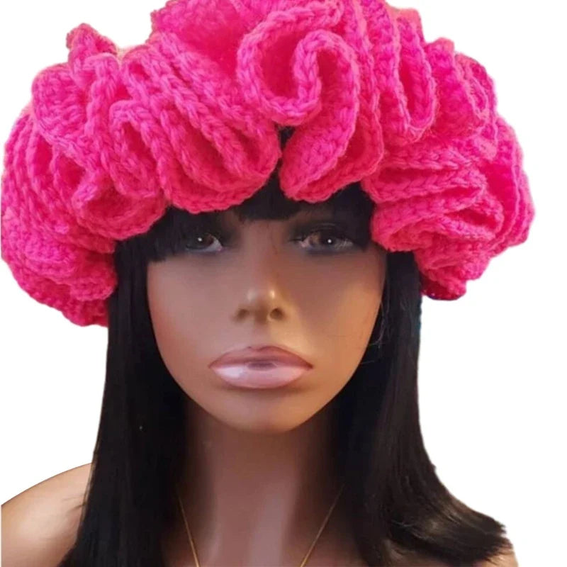 Ruffled Handmade Knit Bucket Hat