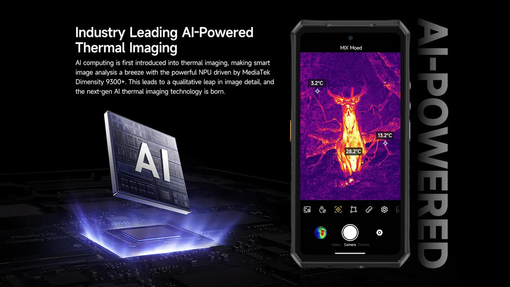 Ulefone AI Armor 28 Ultra 5G Thermal Imaging Rugged Phone MTK Dimensity 9300+ AMOLED Android Smartphone 1TB ROM
