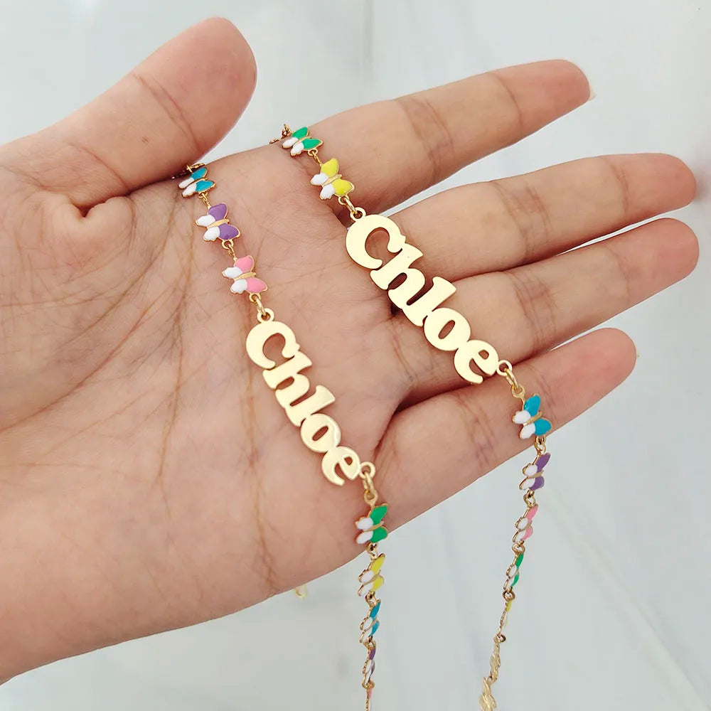 Customized Butterfly Heart Name Necklace