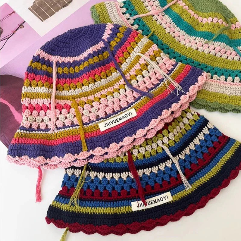 New Crochet Korean Handmade Bucket Hat