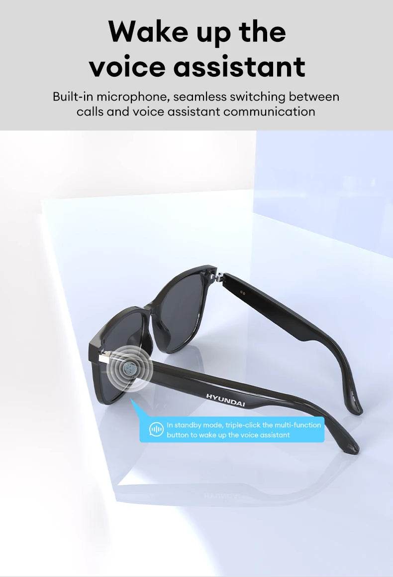 New Original HYUNDAI C8 Smart Glasses Headphones Wireless Bluetooth Sunglasses Outdoor Sport Earphones HD Mic Calling