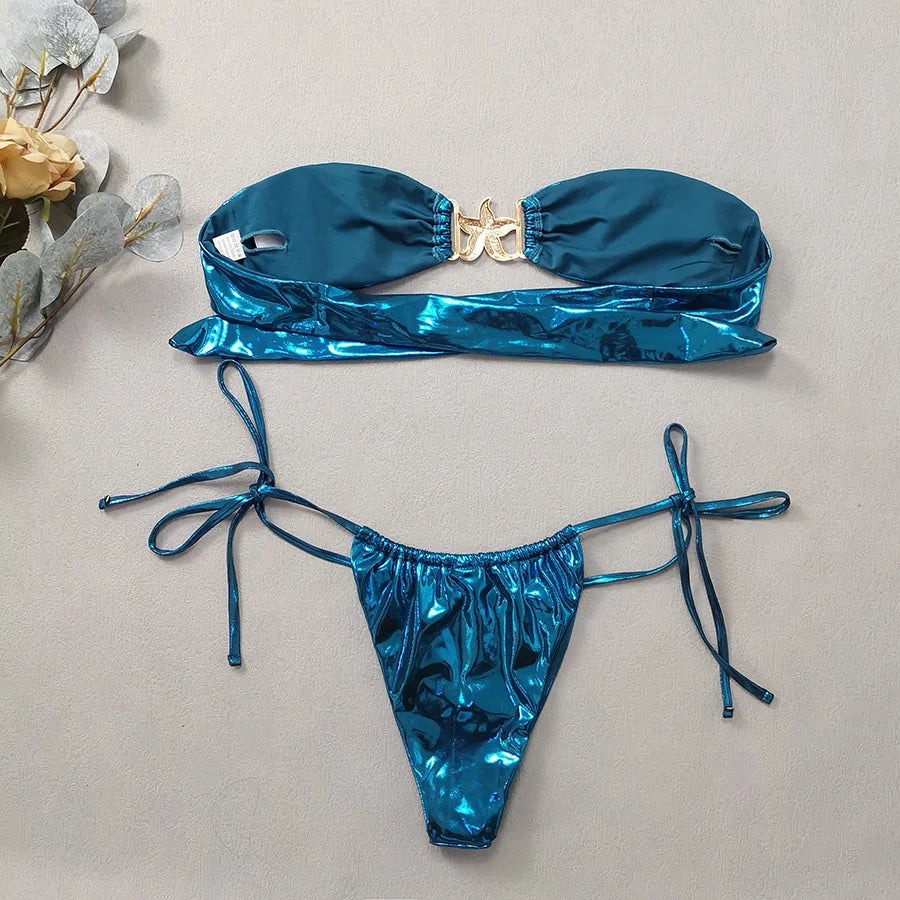 Blue Glossy MerBae two piece swimsuit
