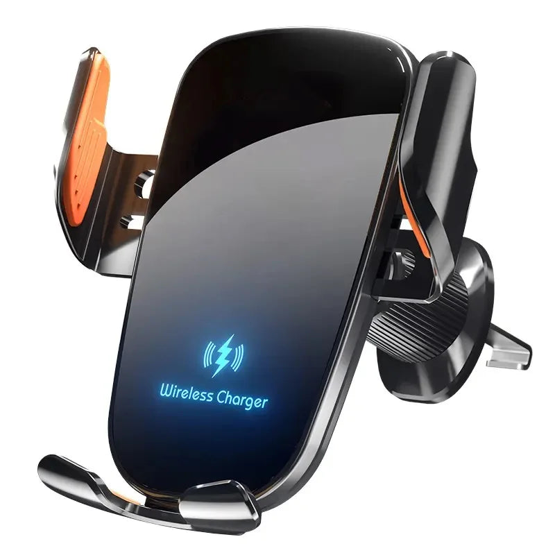 UYUXIO Manual Clamp Wireless Car Charger 15 Fast Charging Air Vent Car Mount Phone Holder for iPhone & Android