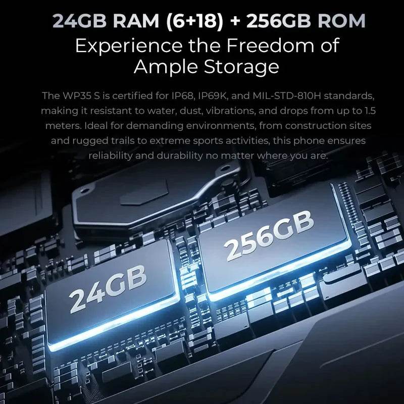 Oukitel WP35 S Rugged Phone 6GB+256GB 6.56'' 11000mAh Android 14 NFC OTG 4G Smartphone