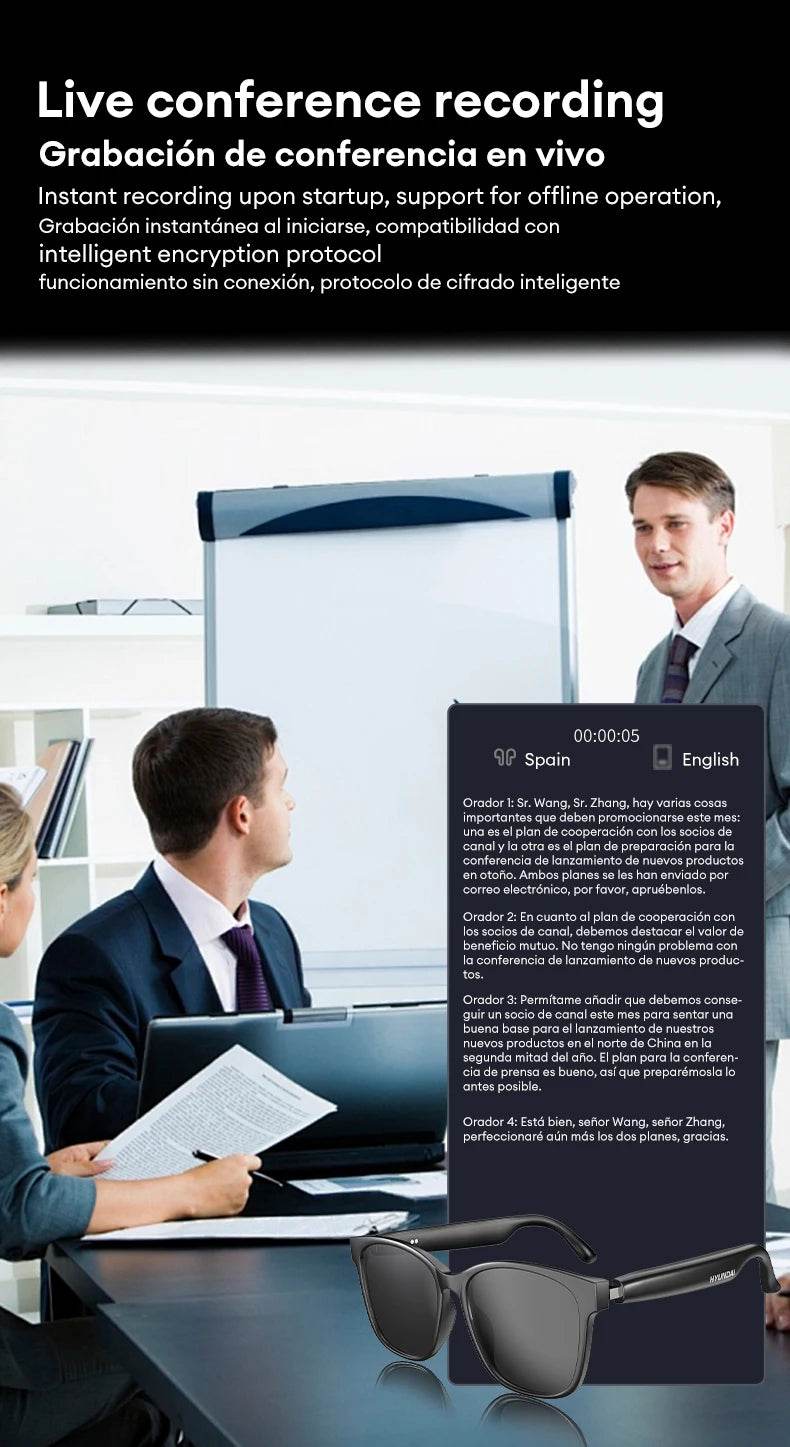 HYUNDAI HY-C8 AI Glasses Earphones With Camera Automatic voice translation Smart glasses Multi-function keys For Sports