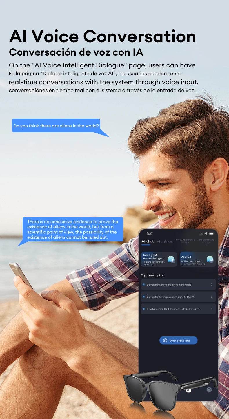 HYUNDAI HY-C8 AI Glasses Earphones With Camera Automatic voice translation Smart glasses Multi-function keys For Sports