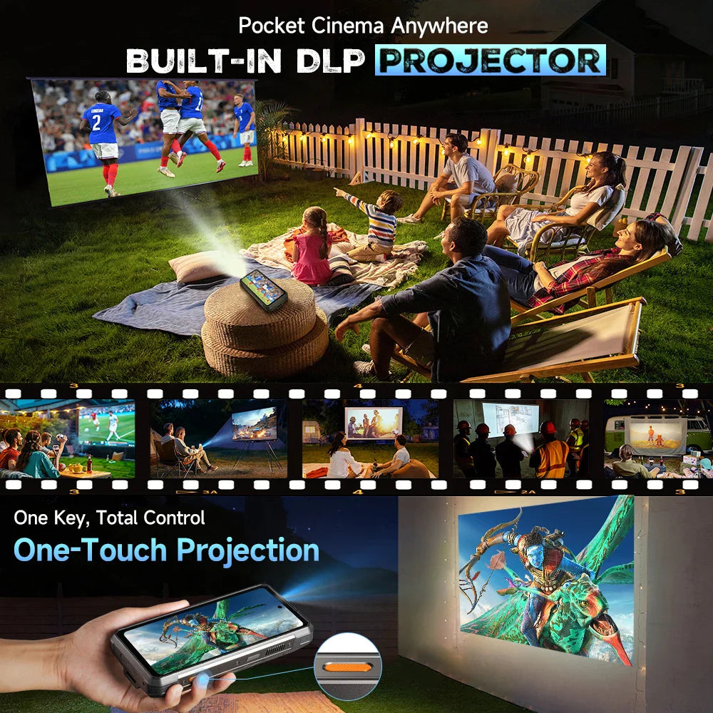 Ulefone Armor 34 Pro 5G AI Rugged Phone 25500mAh Up to 32GB+512GB Built-in Projector 120Hz 6.95" NFC Smartphone