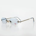 Heart Rhinestone Rimless Vintage Sunglasses - Splashy