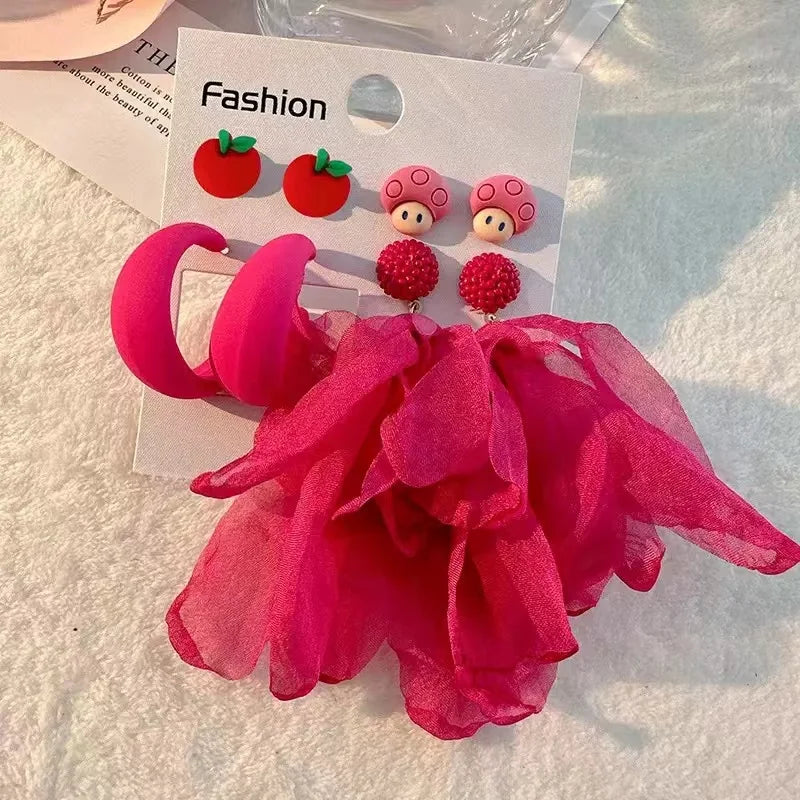 Handmade Cotton Long Tassel  Earrings