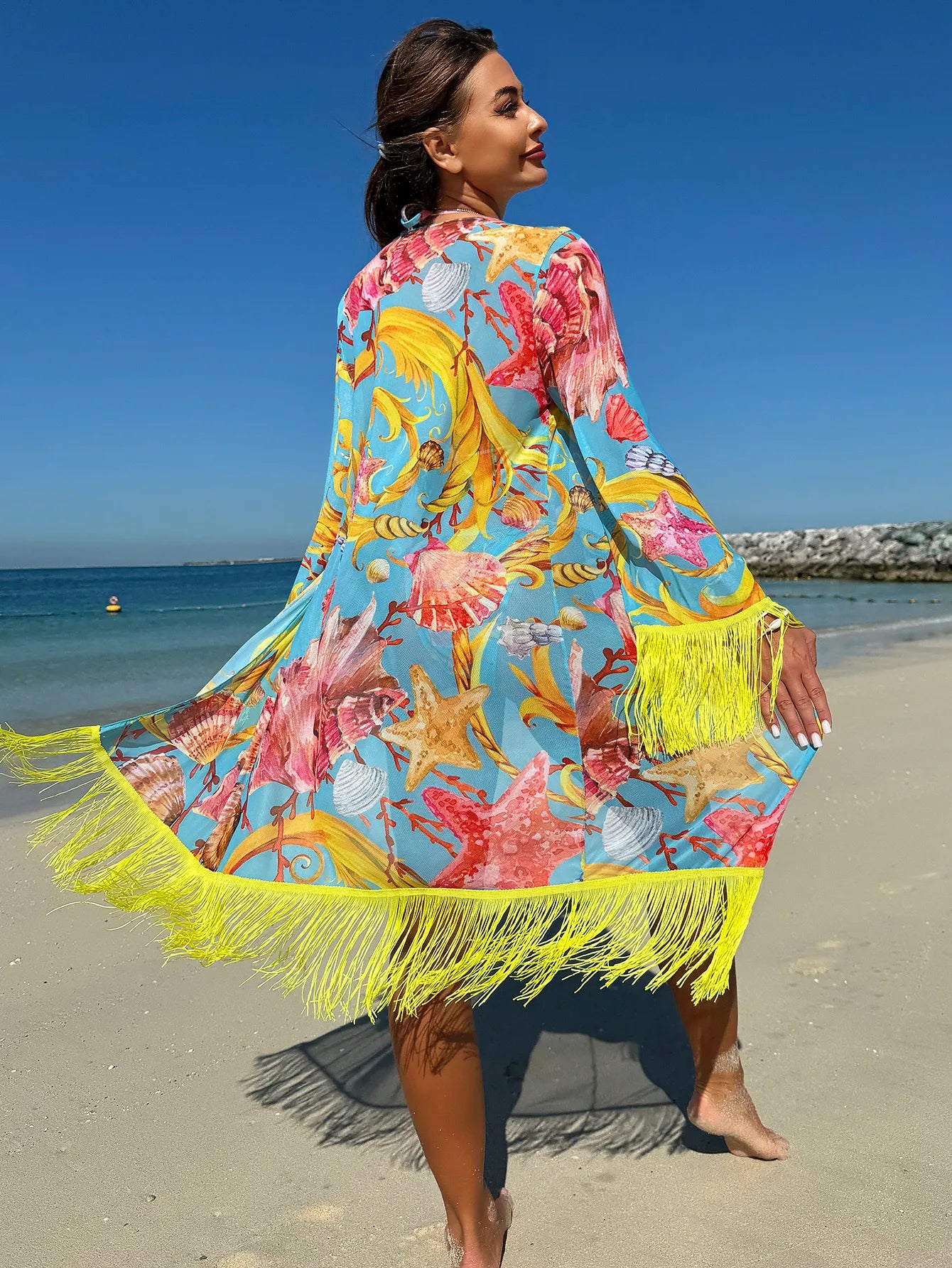 Feely tassel drape three piece swimsuit set