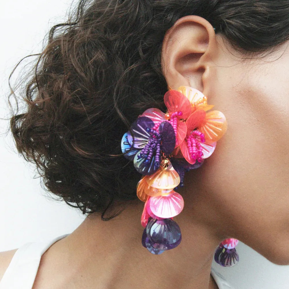 Colorful Shiny Large Shell Earrings