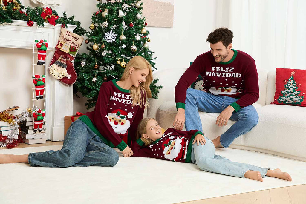 Santa Claus Pattern Colorblock Knit Sweater | NCS