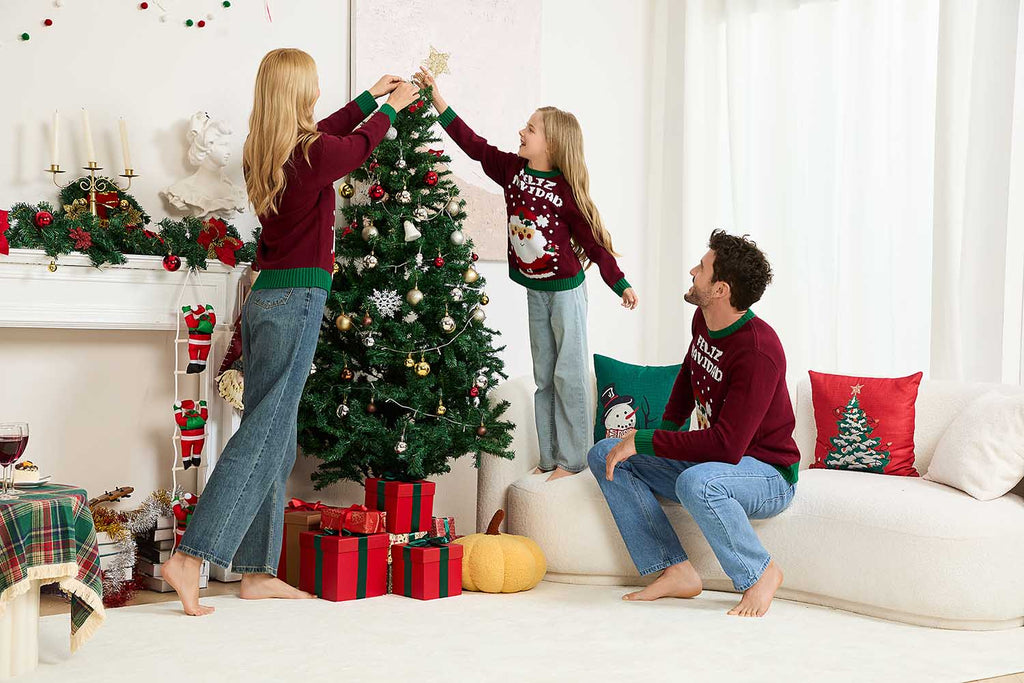 Santa Claus Pattern Colorblock Knit Sweater | NCS