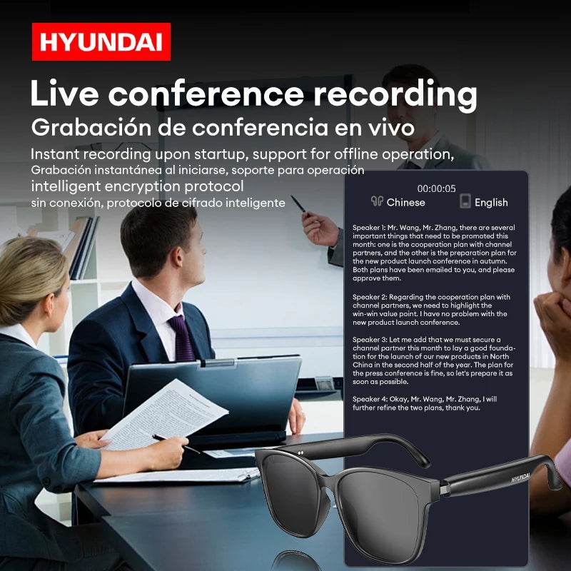 HYUNDAI HY-C8 AI Glasses Earphones With Camera Automatic voice translation Smart glasses Multi-function keys For Sports