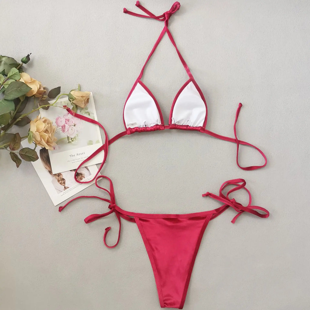 2025 New Shiny Red Sexy two piece swimsuit