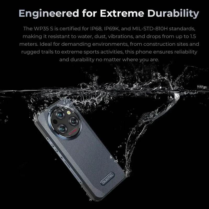 Oukitel WP35 S Rugged Phone 6GB+256GB 6.56'' 11000mAh Android 14 NFC OTG 4G Smartphone