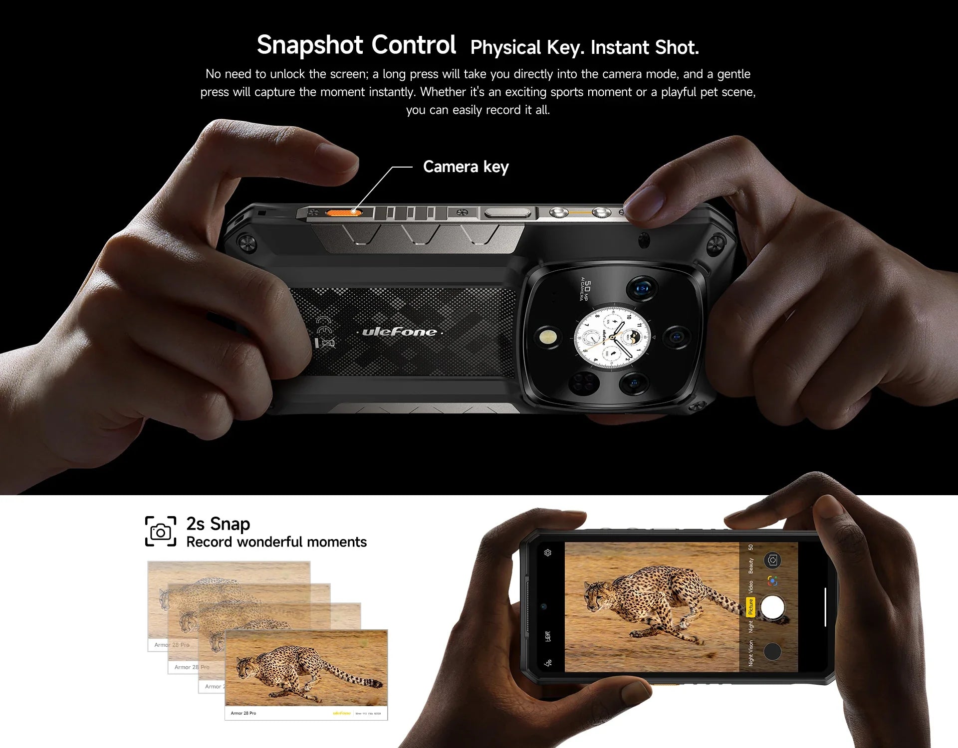 Ulefone Armor 28 Pro 5G AI Rugged Phone 512GB ROM Smartphone 120W MTK Dimensity 7300  10600mAh 6.67”AMOLED 64MP Mobile phone