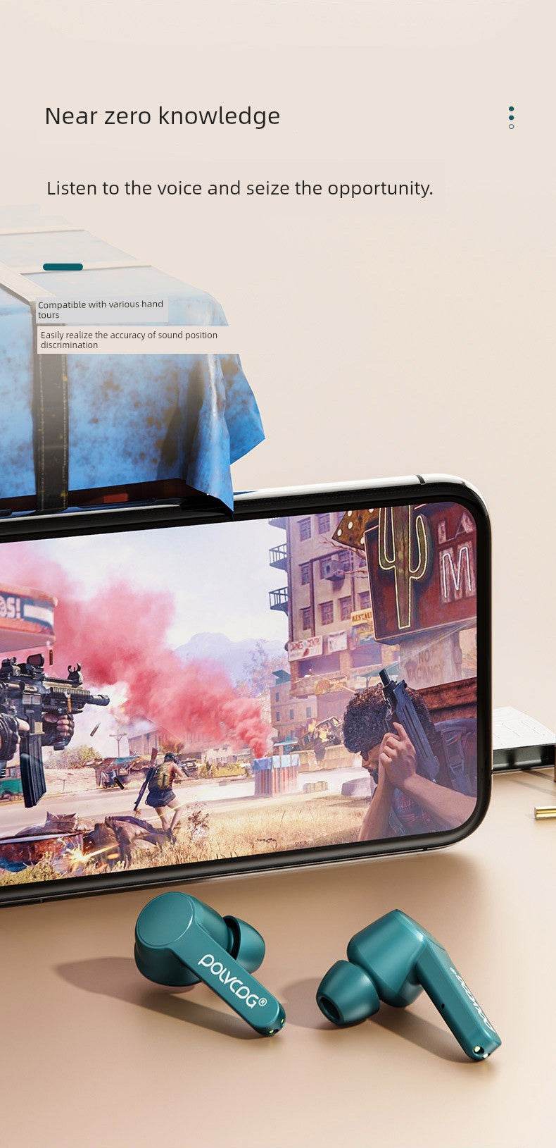 Polvcog X7 True Wireless TWS Bluetooth Headset Binaural in-Ear Sports Game Long Standby Endurance Noise Reduction