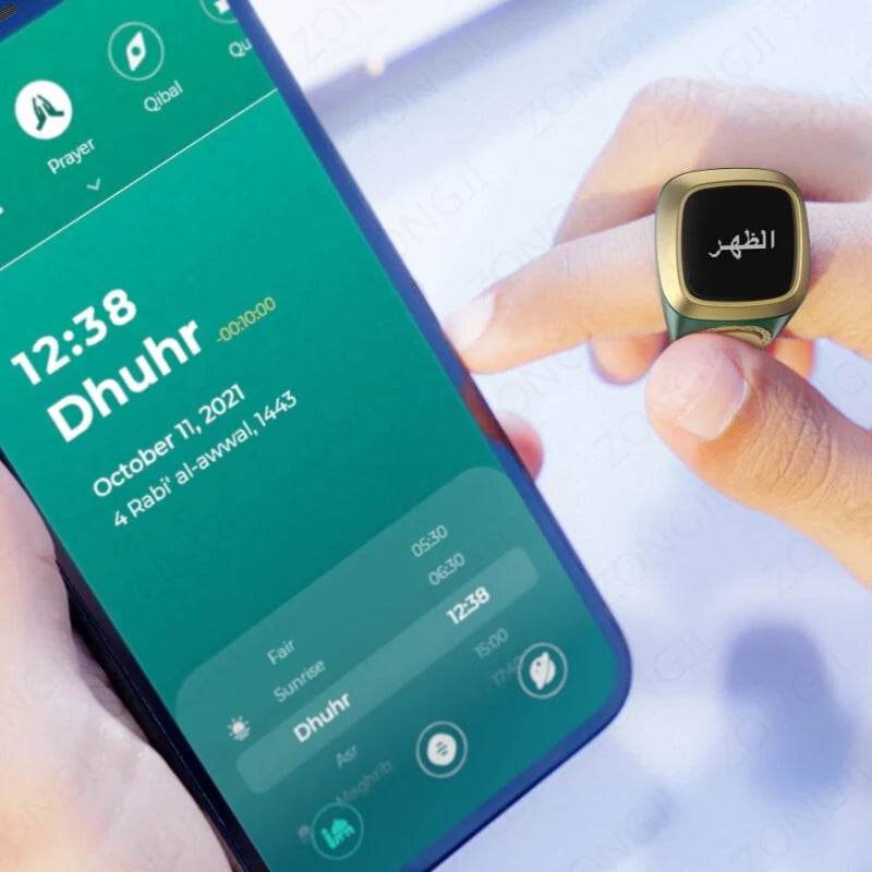 IQibla Smart Zikr Ring Praise Tasbih Tally Electronic Digital Counter for Muslims Prayer Time Vibration Reminder Waterproof