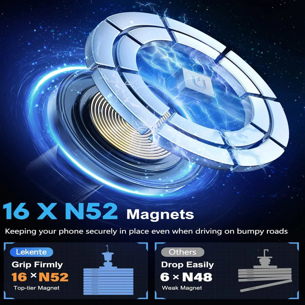 UYUXIO Magnetic Wireless Car Phone Charger Adapter 15W Air Vent Magnetic Car Phone Holder for iPhone & Android