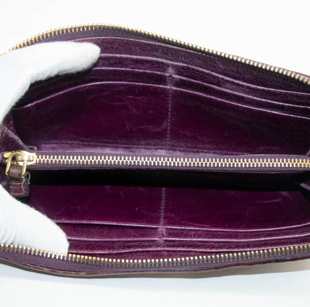 Miu Miu Front Logo Matelasse Leather Red Wallet #3997