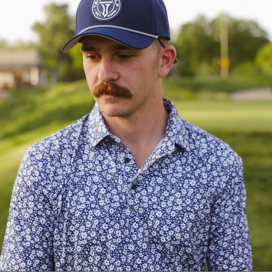 Navy Floral Performance Polo