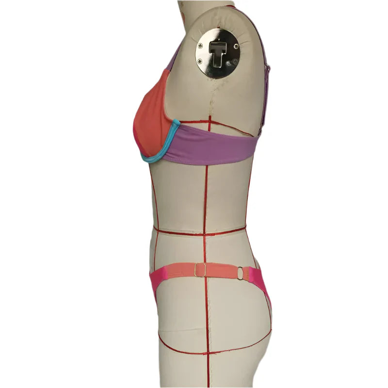 Pink Vibe check two piece swimsuit